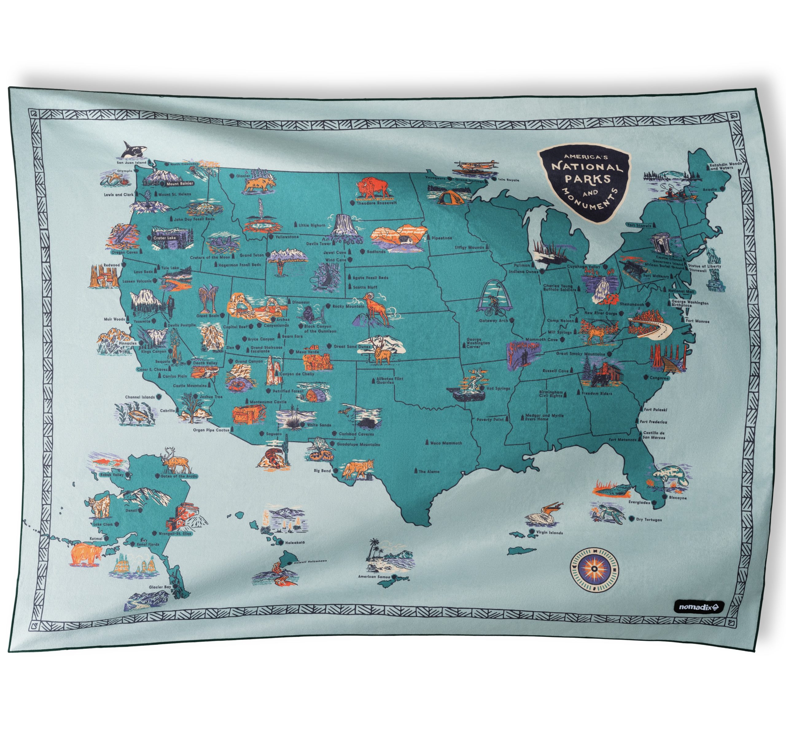 Blanket Towel: National Parks and Monuments Map