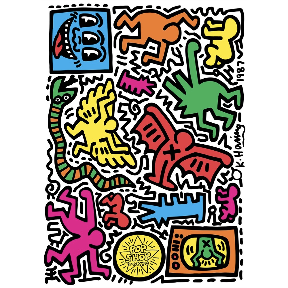 A sheet of Keith Haring stickers