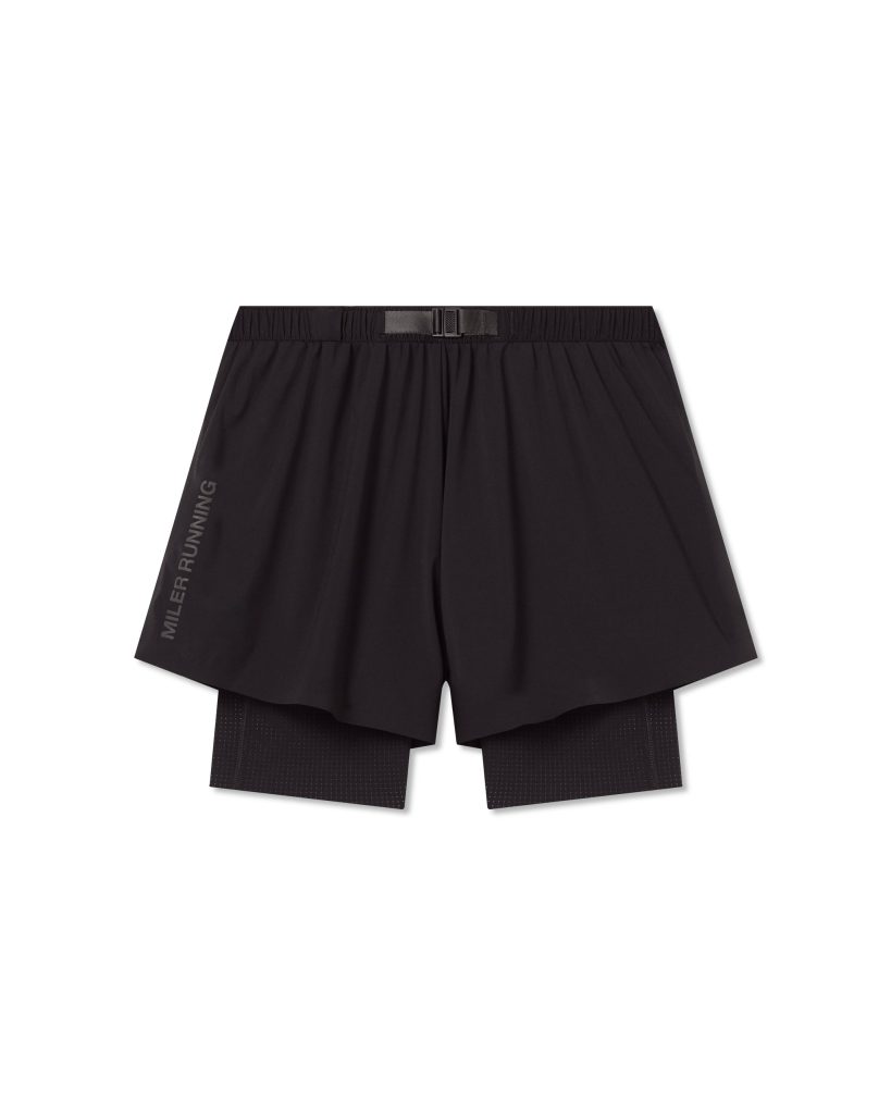 A pair of black running shorts