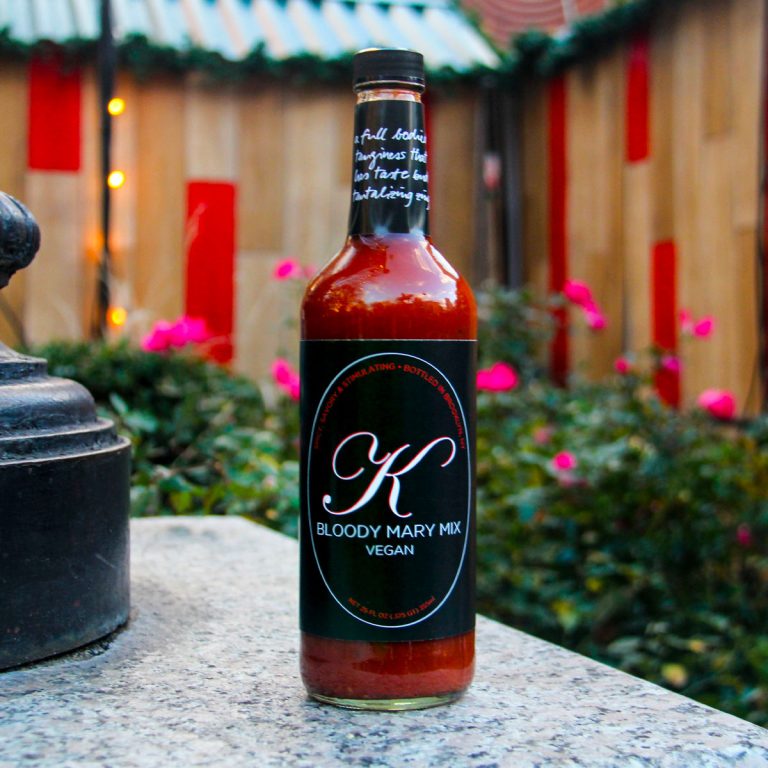 A bottle of K Bloody Mary mix on a table