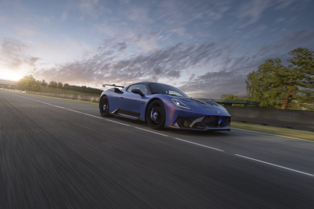 The Maserati GT2 Stradale driving on a highway